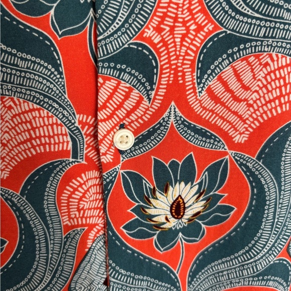 Cactus Man Ricky Singh Denim Flower Floral Pattern Shirt Size L Short Sleeve - Picture 3 of 11